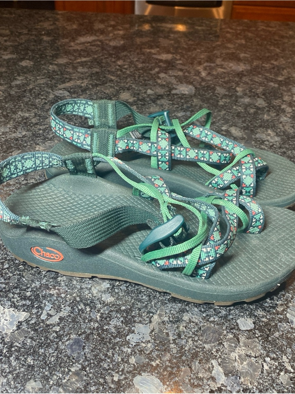 Chaco Women's Size W 7 Green Blue Red Sport Sandals Hiking Water Paddle Activity - Picture 4 of 11